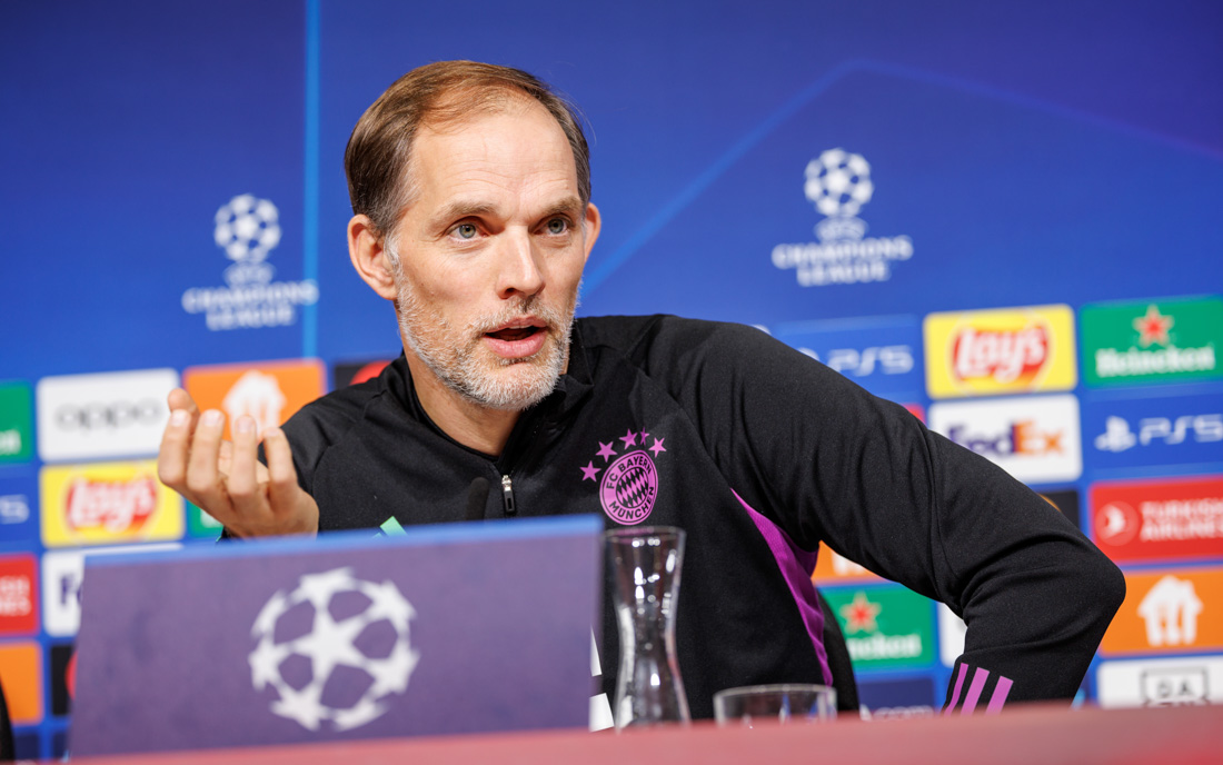 München, 07.11.2023: Trainer Thomas Tuchel auf einer PK des FC Bayern. ©dpa